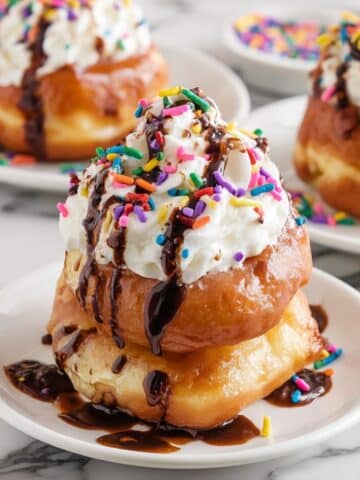 Deep Fried Marshmallows with Chocolate, Whipped Cream, and Sprinkles Recipe