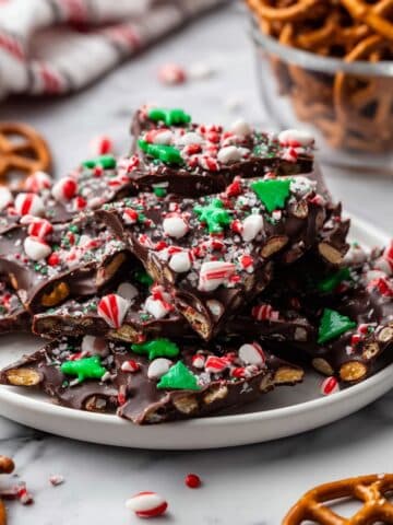 Peppermint Dark Chocolate Pretzel Bark Recipe