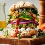 Vegetable Omelet Breakfast Sandwich with Goat Cheese and Fresh Veggies Recipe