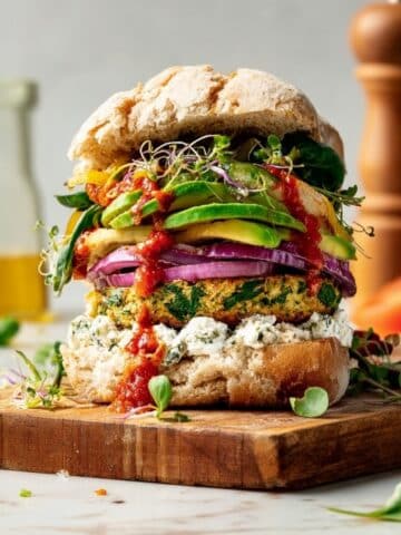 Vegetable Omelet Breakfast Sandwich with Goat Cheese and Fresh Veggies Recipe