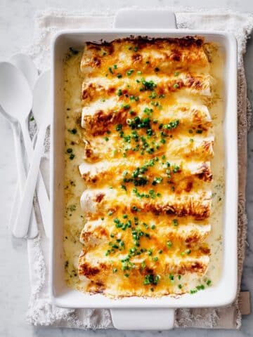 Cheesy Chicken Enchiladas with White Sauce Recipe