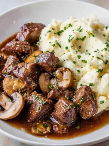 Beef Tenderloin Tips with Mushroom Gravy Recipe