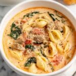 Easy Crockpot Sausage & Tortellini Soup Recipe