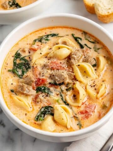 Easy Crockpot Sausage & Tortellini Soup Recipe