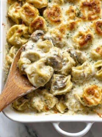 Cheesy Pesto Tortellini Bake with Mozzarella Recipe