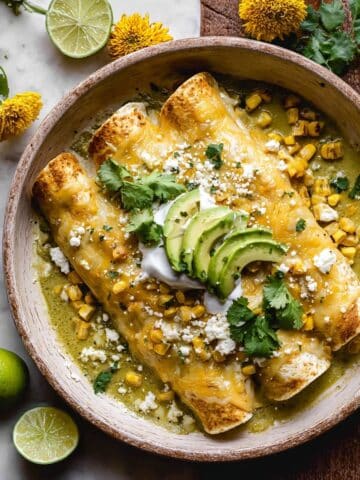 Chipotle Cheddar Corn Chicken Enchiladas Recipe