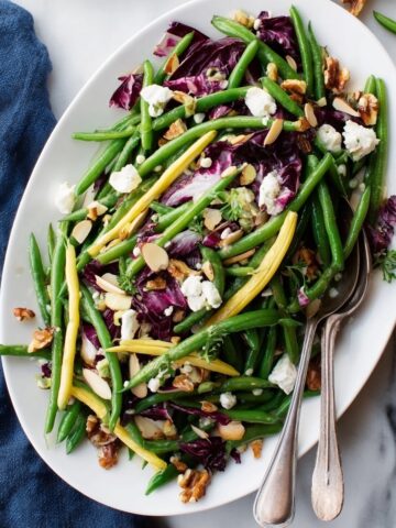 Green Bean Salad with Radicchio, Goat Cheese, and Nut Toppings Recipe