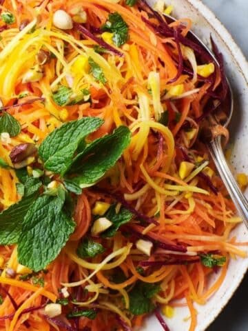Sweet Carrot Salad with Dates, Pistachios, and Fresh Herbs Recipe