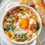 Baked Feta Eggs with Cherry Tomatoes and Spinach Recipe