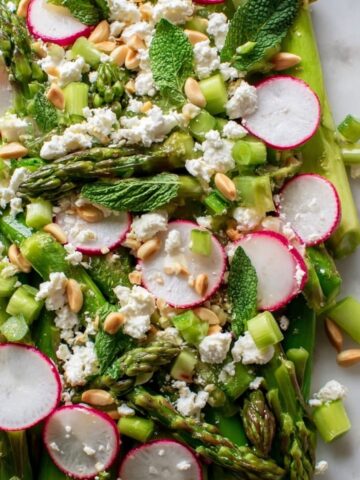Asparagus and Pea Salad with Avocado Feta Dressing Recipe