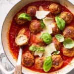 Chicken Parmesan Meatballs with Mozzarella in Marinara Recipe