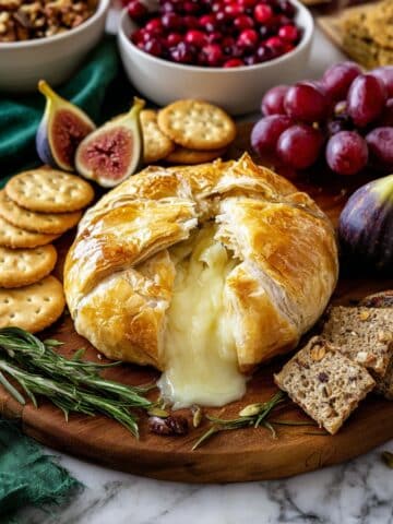 Baked Brie with Cranberry Sauce in Puff Pastry Recipe