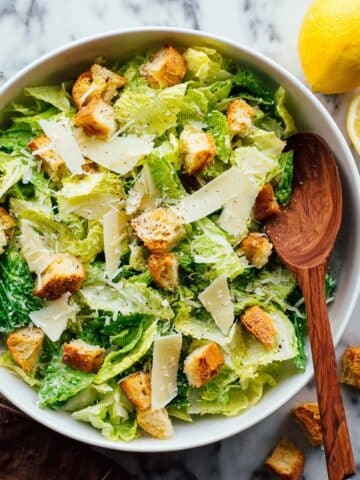 Classic Caesar Salad with Crispy Baguette Croutons Recipe