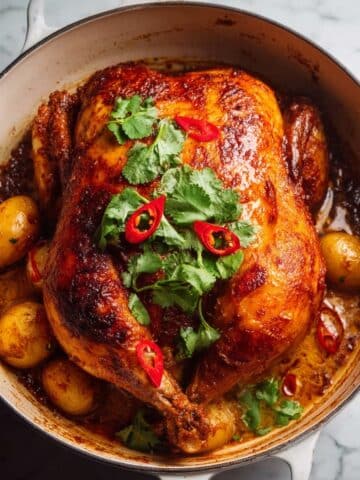 Thai Red Curry Chicken Pot Roast with Potatoes and Green Beans Recipe