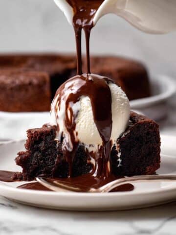 Hot Chocolate Fudge Cake with Chocolate Fudge Sauce and Ice Cream Recipe