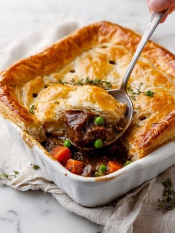 Beef Pot Pie with Puff Pastry and Tender Stew Filling Recipe