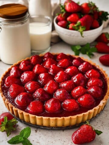 Strawberry Tart with Vanilla Pastry Cream and Glazed Fresh Strawberries Recipe