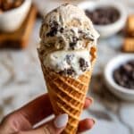 Cookie Dough Ice Cream with Fudge Sauce and Mini Chocolate Chips Recipe