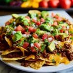 Loaded Beef and Bean Nachos with Pico de Gallo and Avocado Recipe
