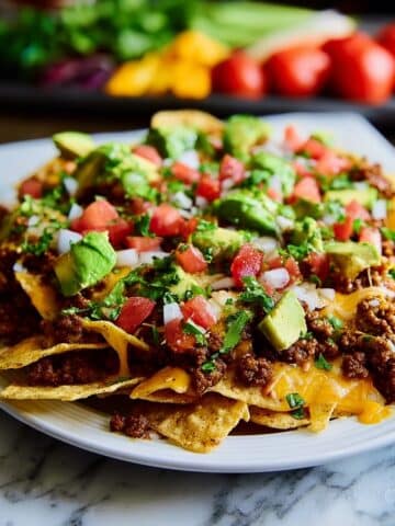 Loaded Beef and Bean Nachos with Pico de Gallo and Avocado Recipe