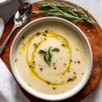 Creamy Roasted Cauliflower Soup with Lemon and Rosemary Recipe