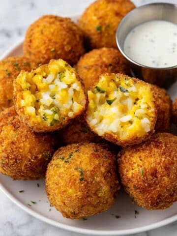 Fried Rice Balls with Broccoli and Cheddar Recipe