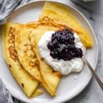 Swedish Pancakes with Lingonberry Jam and Whipped Cream Recipe