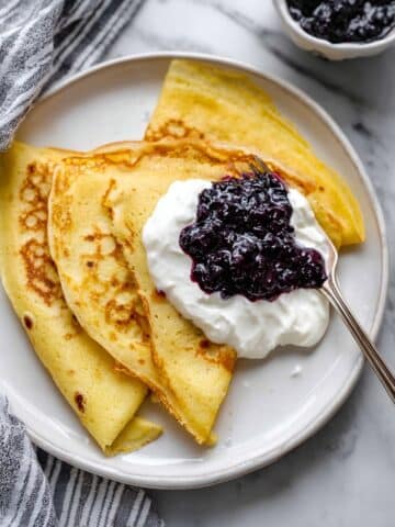 Swedish Pancakes with Lingonberry Jam and Whipped Cream Recipe