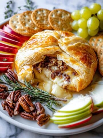 Baked Brie with Candied Pecans and Maple Syrup Recipe