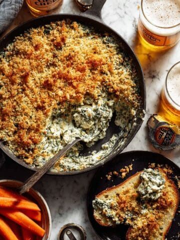 Creamy Spinach Artichoke Dip with Toasted Parmesan Panko Recipe