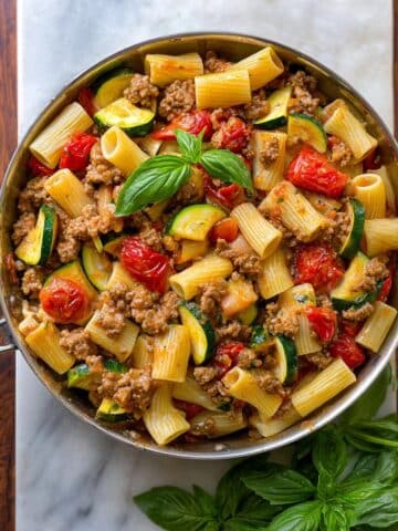 Rigatoni with Sausage, Tomatoes, and Zucchini Recipe