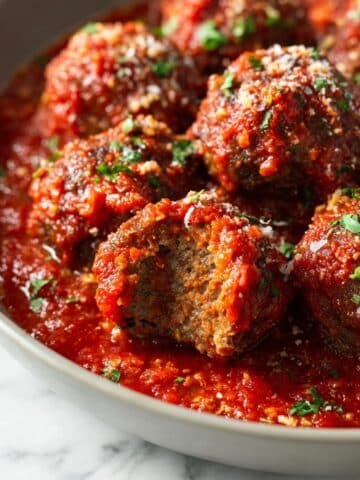 Easy Baked Meatballs with Homemade Marinara Sauce Recipe