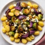 Sheet Pan Gnocchi with Brussels Sprouts, Feta, and Walnuts Recipe