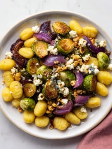 Sheet Pan Gnocchi with Brussels Sprouts, Feta, and Walnuts Recipe