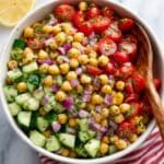 Easy Chickpea Salad with Fresh Vegetables and Lemon Dressing Recipe