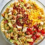 Chicken Pasta Salad with Bacon, Cherry Tomatoes, and Bell Peppers Recipe