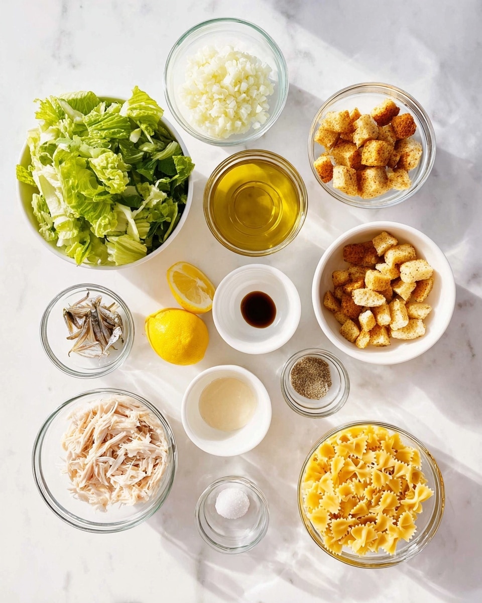 The image shows a white marbled surface with various ingredients arranged neatly. On a white marble rectangular tray, there is a roll of light yellow dough placed alongside three brown cinnamon sticks and a white measuring spoon filled with a reddish-brown powder. Surrounding the tray are five small white bowls and metal measuring cups: one bowl contains light yellow butter cubes, another has packed brown sugar, and a small glass bowl holds ground cinnamon. Two metal measuring cups are filled with chopped pecans, showing a rich brown texture. The scene is bright and clean, focused on the natural colors and textures of the ingredients. photo taken with an iphone --ar 4:5 --v 7