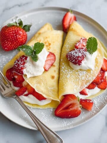 Strawberry Cream Cheese Crepes with Greek Yogurt and Honey Recipe