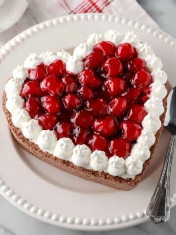 Heart Shaped Chocolate Cake with Cherries Recipe