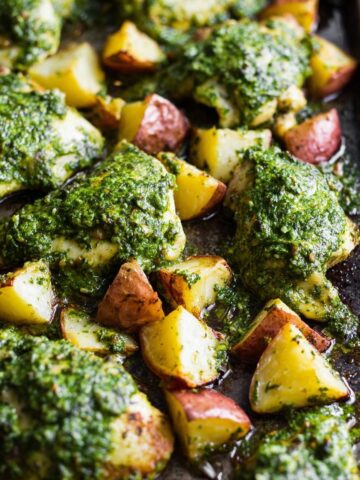 Baked Chicken Pesto with Roasted Potatoes Recipe