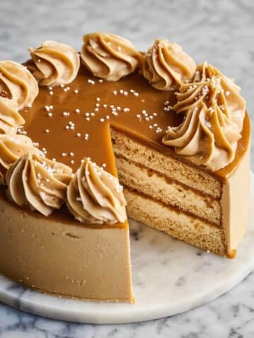Dulce de Leche Cake with Creamy Frosting and Salted Topping Recipe