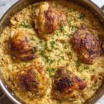 French Onion Soup-Inspired Chicken with Caramelized Onions, Orzo, and Gruyère Recipe