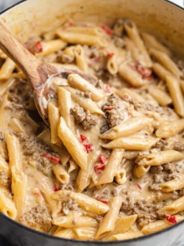 Rotel Pasta with Ground Beef and Cream Cheese Recipe