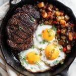 Steak and Eggs with Garlic-Worcestershire Sauce Recipe