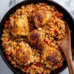 One Pan Tomato Basil Chicken and Rice Recipe