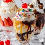 Decadent Ice Cream Sundae with Chocolate, Caramel, and Nuts Recipe