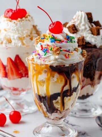 Decadent Ice Cream Sundae with Chocolate, Caramel, and Nuts Recipe
