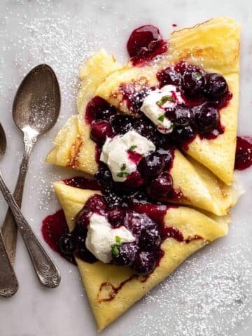 Custard-Filled Crepes with Blueberry Sauce Recipe