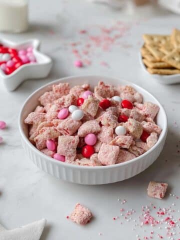 Healthy Pink Muddy Buddies for Valentine’s Day (High Protein, No Dye) Recipe
