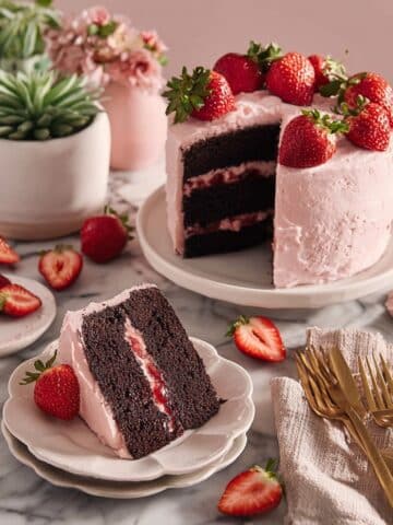 Strawberry Chocolate Cake with Strawberry Cream Cheese Frosting Recipe